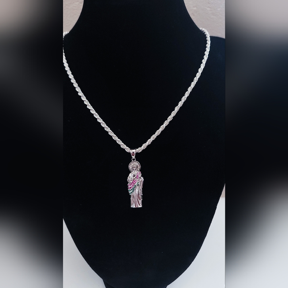 New. San Judas sterling silver Pendant.